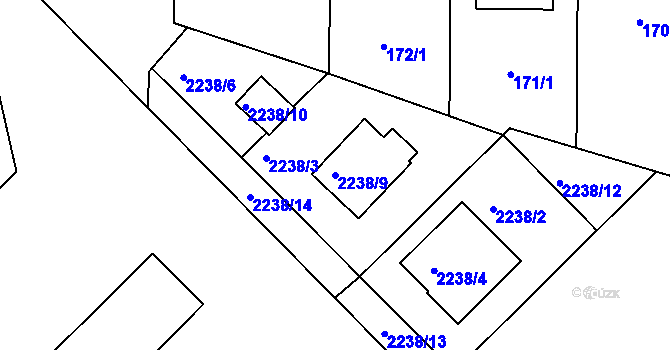 Parcela st. 2238/9 v KÚ Lovosice, Katastrální mapa