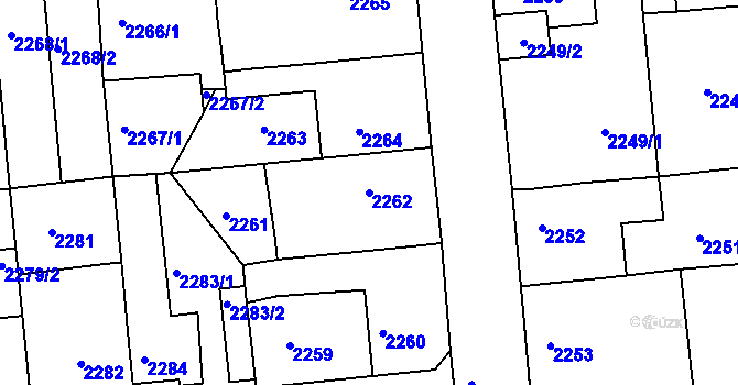 Parcela st. 2262 v KÚ Lovosice, Katastrální mapa