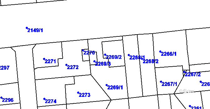 Parcela st. 2269/2 v KÚ Lovosice, Katastrální mapa