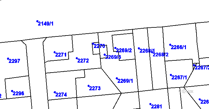 Parcela st. 2269/3 v KÚ Lovosice, Katastrální mapa