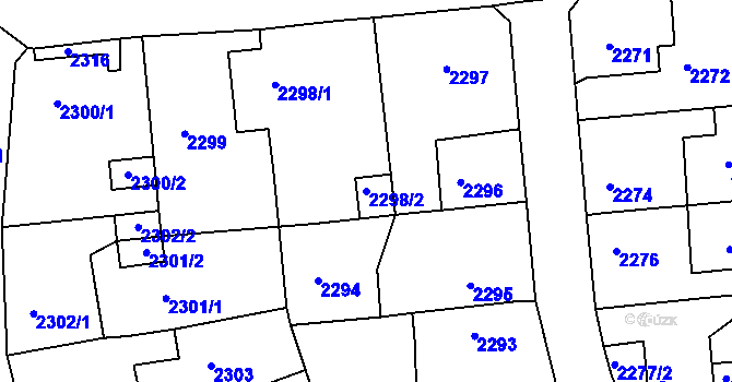 Parcela st. 2298/2 v KÚ Lovosice, Katastrální mapa