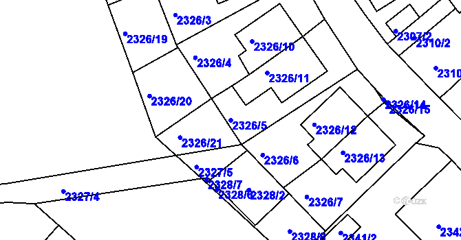 Parcela st. 2326/5 v KÚ Lovosice, Katastrální mapa