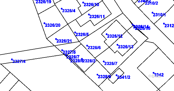 Parcela st. 2326/6 v KÚ Lovosice, Katastrální mapa