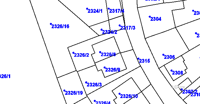 Parcela st. 2326/8 v KÚ Lovosice, Katastrální mapa