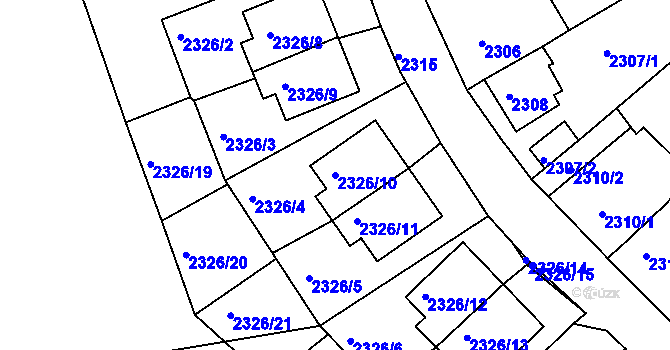 Parcela st. 2326/10 v KÚ Lovosice, Katastrální mapa