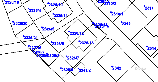 Parcela st. 2326/13 v KÚ Lovosice, Katastrální mapa