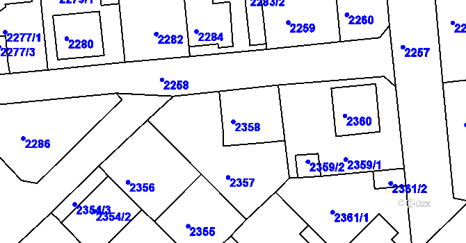 Parcela st. 2358 v KÚ Lovosice, Katastrální mapa