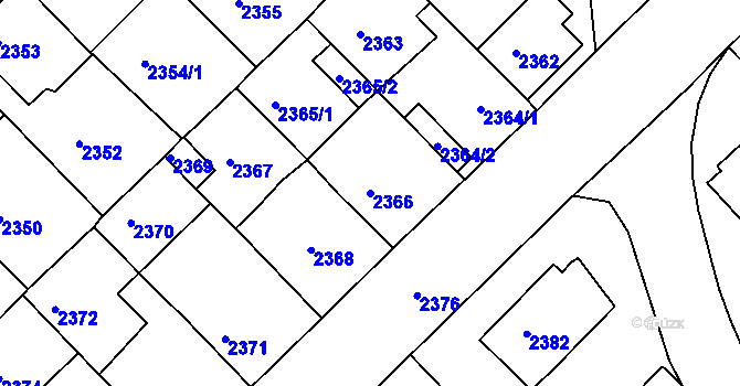 Parcela st. 2366 v KÚ Lovosice, Katastrální mapa