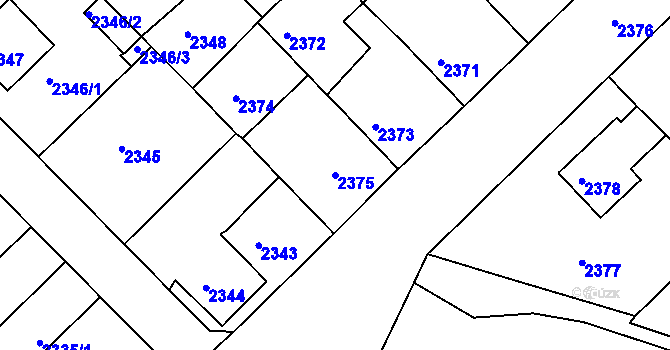 Parcela st. 2375 v KÚ Lovosice, Katastrální mapa