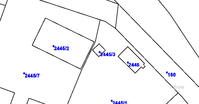 Parcela st. 2445/3 v KÚ Lovosice, Katastrální mapa
