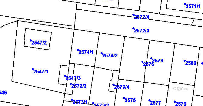 Parcela st. 2574/2 v KÚ Lovosice, Katastrální mapa