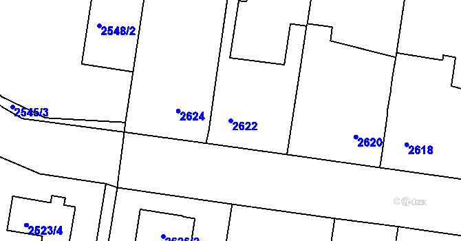 Parcela st. 2622 v KÚ Lovosice, Katastrální mapa
