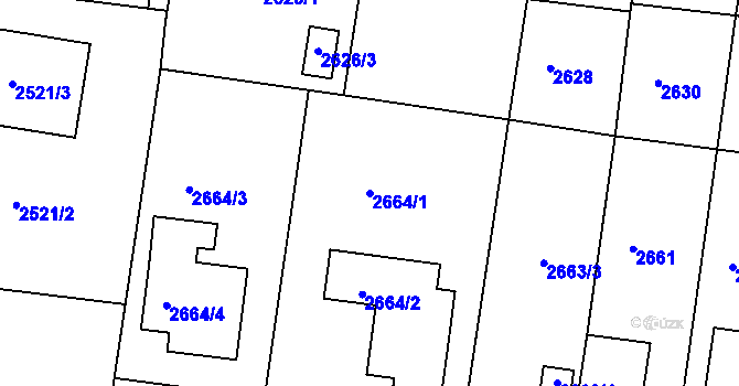 Parcela st. 2664/1 v KÚ Lovosice, Katastrální mapa