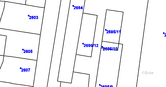 Parcela st. 2695/12 v KÚ Lovosice, Katastrální mapa