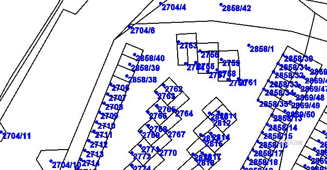 Parcela st. 2762 v KÚ Lovosice, Katastrální mapa