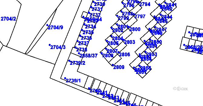 Parcela st. 2808 v KÚ Lovosice, Katastrální mapa