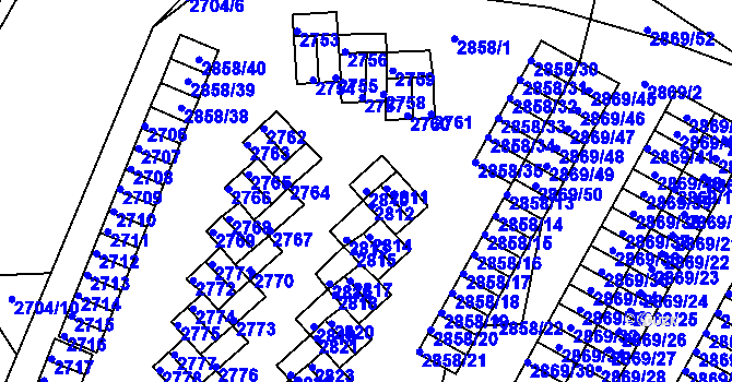 Parcela st. 2810 v KÚ Lovosice, Katastrální mapa