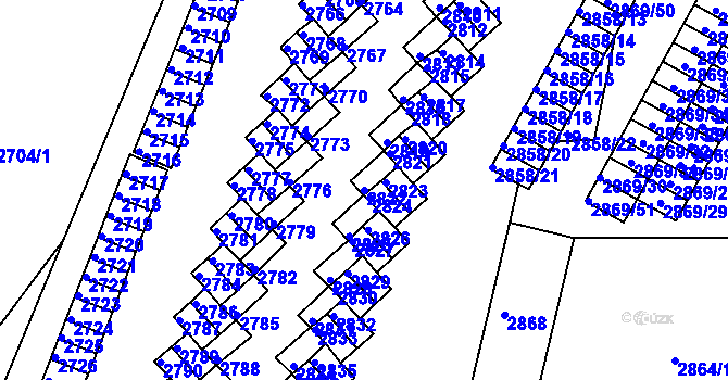 Parcela st. 2822 v KÚ Lovosice, Katastrální mapa