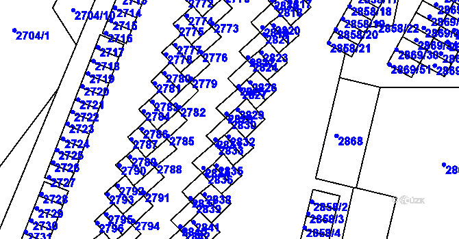 Parcela st. 2830 v KÚ Lovosice, Katastrální mapa