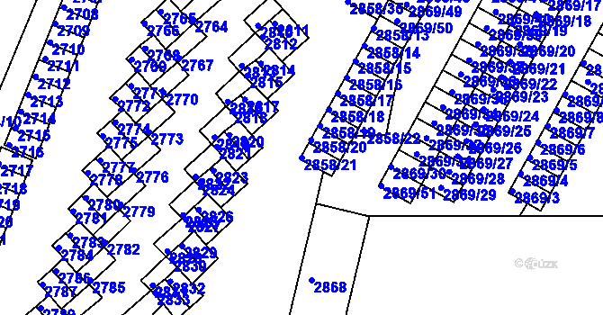 Parcela st. 2858/21 v KÚ Lovosice, Katastrální mapa