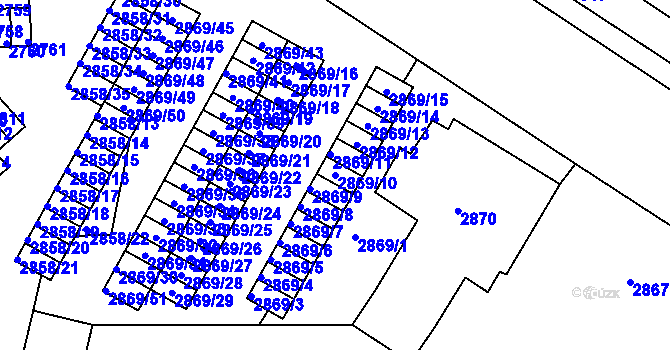 Parcela st. 2869/10 v KÚ Lovosice, Katastrální mapa