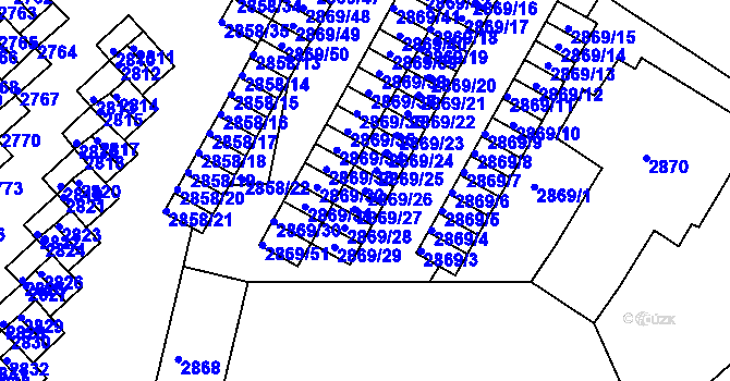 Parcela st. 2869/26 v KÚ Lovosice, Katastrální mapa