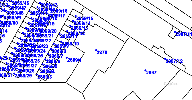 Parcela st. 2870 v KÚ Lovosice, Katastrální mapa