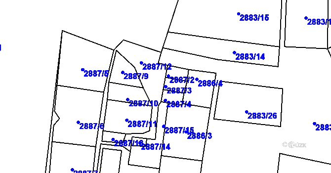 Parcela st. 2887/3 v KÚ Lovosice, Katastrální mapa