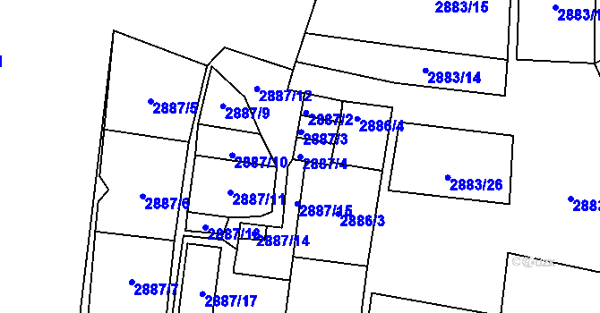 Parcela st. 2887/4 v KÚ Lovosice, Katastrální mapa