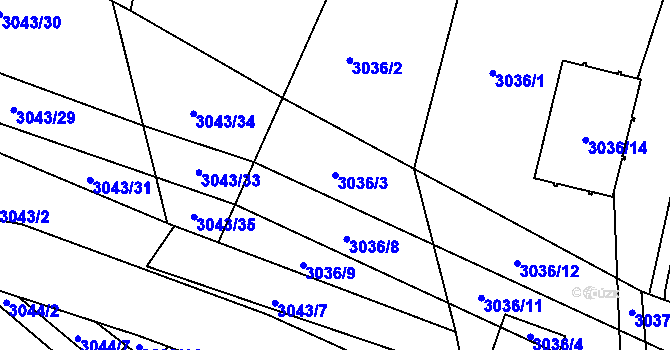 Parcela st. 3036/3 v KÚ Lovosice, Katastrální mapa