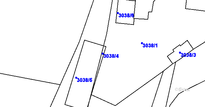 Parcela st. 3038/4 v KÚ Lovosice, Katastrální mapa