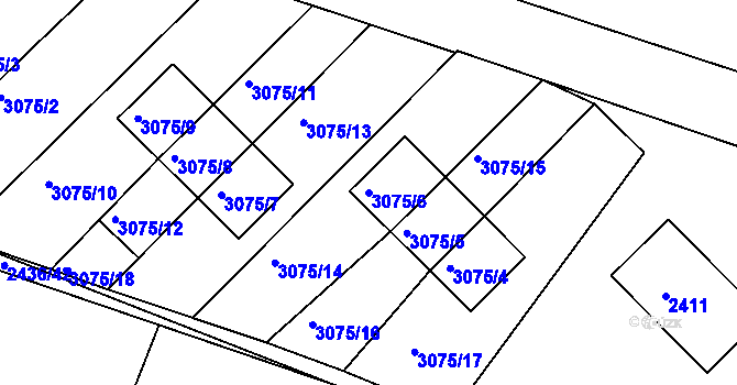Parcela st. 3075/6 v KÚ Lovosice, Katastrální mapa