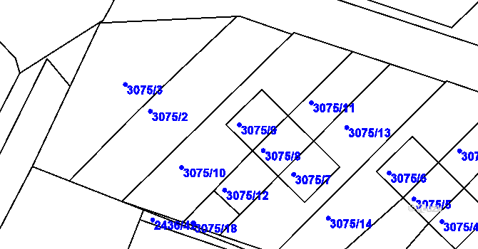 Parcela st. 3075/9 v KÚ Lovosice, Katastrální mapa