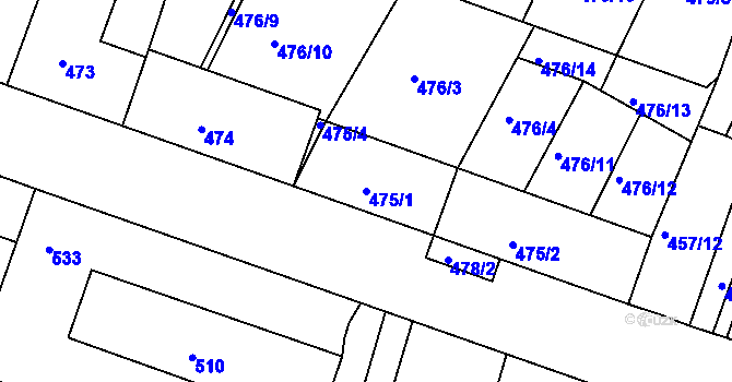 Parcela st. 475/1 v KÚ Lovosice, Katastrální mapa