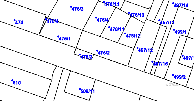 Parcela st. 475/2 v KÚ Lovosice, Katastrální mapa