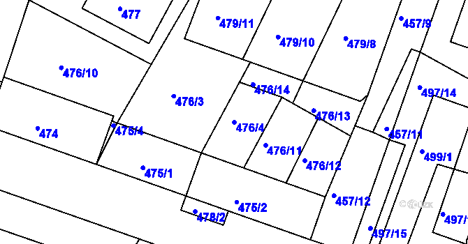 Parcela st. 476/4 v KÚ Lovosice, Katastrální mapa