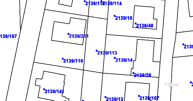 Parcela st. 2139/113 v KÚ Lovosice, Katastrální mapa