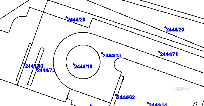 Parcela st. 2444/13 v KÚ Lovosice, Katastrální mapa