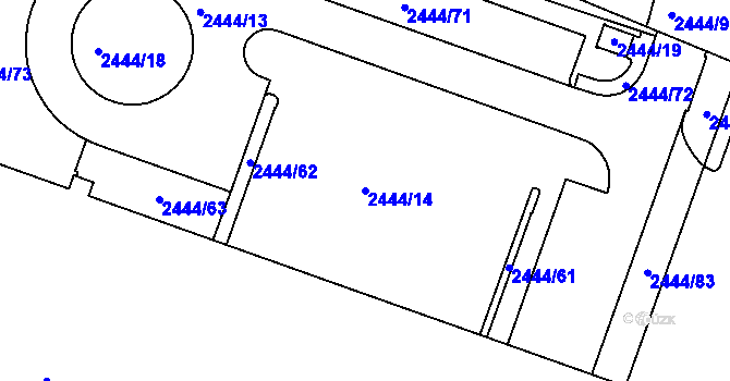 Parcela st. 2444/14 v KÚ Lovosice, Katastrální mapa