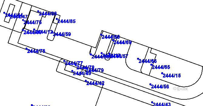 Parcela st. 2444/17 v KÚ Lovosice, Katastrální mapa