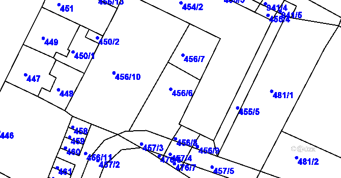 Parcela st. 456/6 v KÚ Lovosice, Katastrální mapa