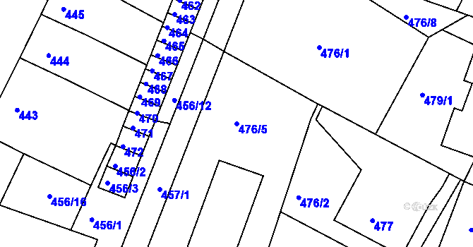 Parcela st. 476/5 v KÚ Lovosice, Katastrální mapa