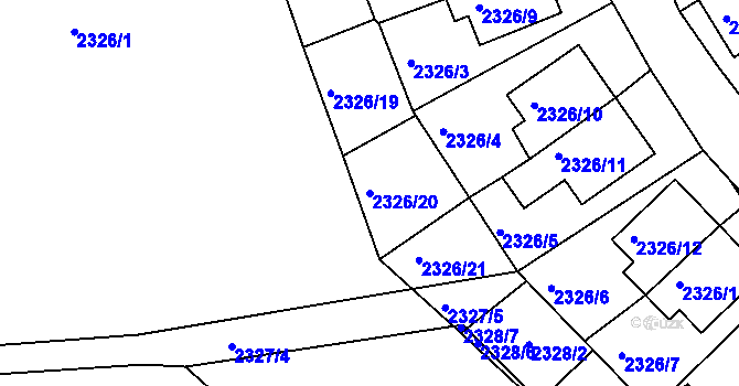 Parcela st. 2326/20 v KÚ Lovosice, Katastrální mapa