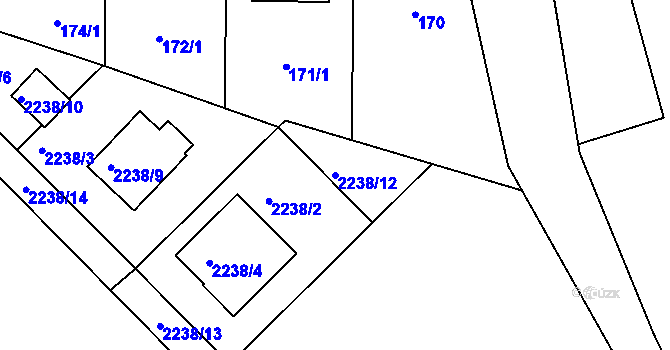 Parcela st. 2238/12 v KÚ Lovosice, Katastrální mapa