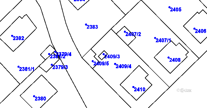 Parcela st. 2409/3 v KÚ Lovosice, Katastrální mapa