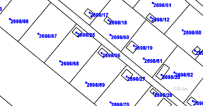 Parcela st. 2698/26 v KÚ Lovosice, Katastrální mapa