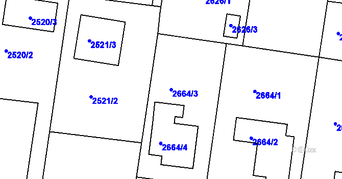 Parcela st. 2664/3 v KÚ Lovosice, Katastrální mapa