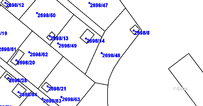 Parcela st. 2698/48 v KÚ Lovosice, Katastrální mapa