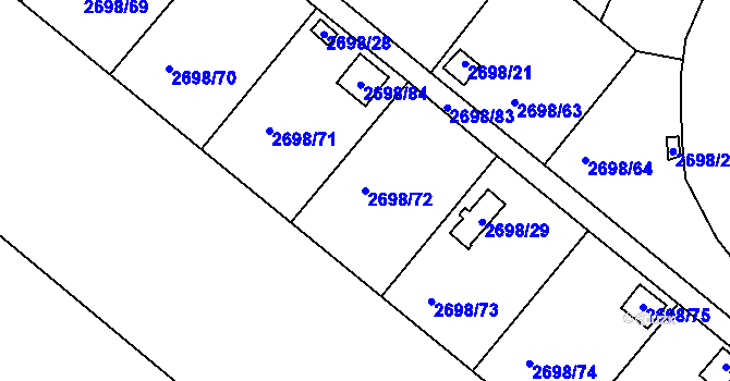 Parcela st. 2698/72 v KÚ Lovosice, Katastrální mapa