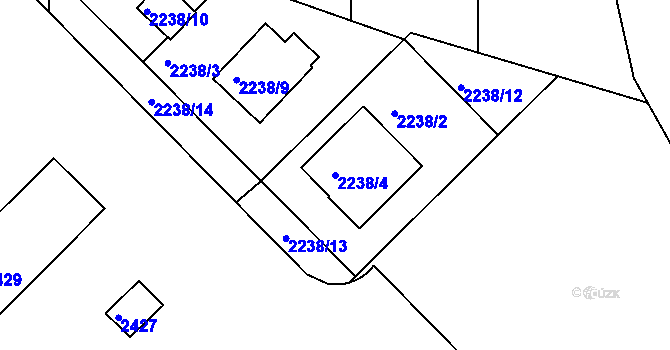 Parcela st. 2238/4 v KÚ Lovosice, Katastrální mapa